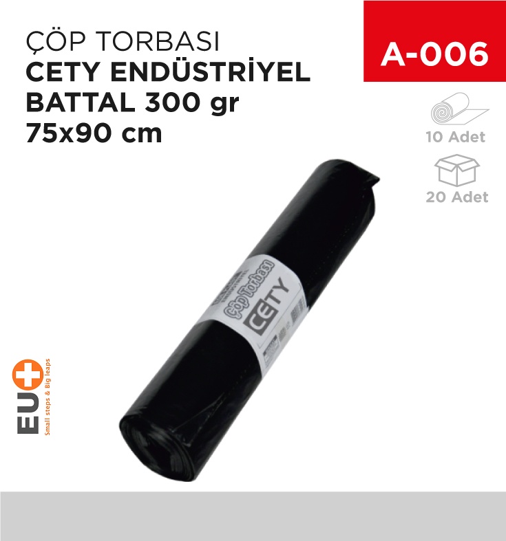 Çöp Torbası Battal Endüstriyel 300 Gr Cety 75*90 Cm - Koli:20 Adet