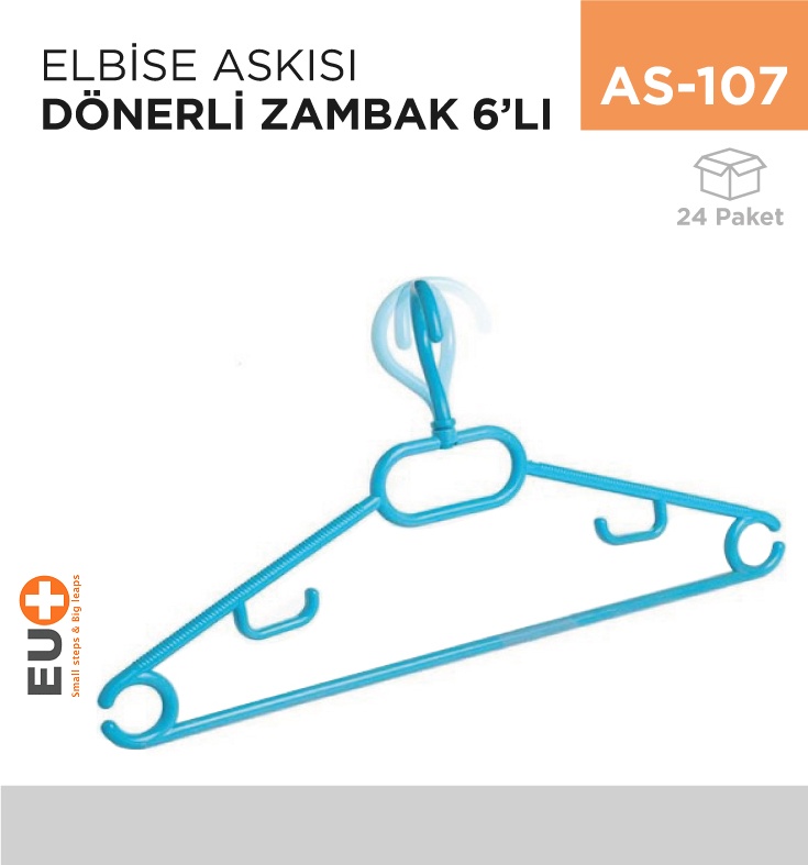 Elbise Askısı Dönerli Zambak 6'Lı (Zp113)