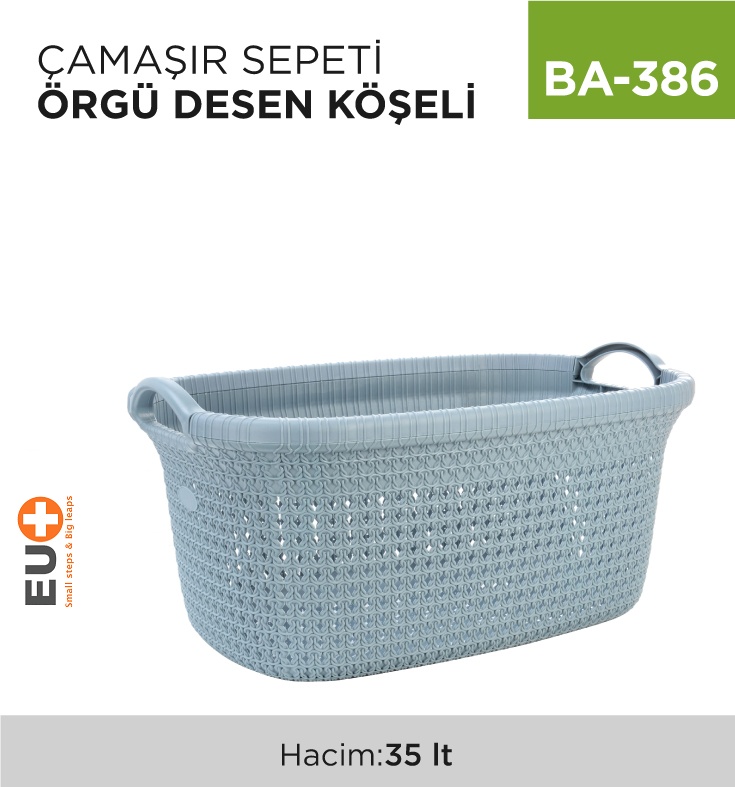 Çamaşır Sepeti Örgü Desen Köşeli (35 Lt) (8010)