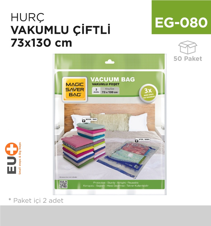 Hurç Vakumlu 2'Li 73 Cm*130 Cm (Jumbo) - Koli:1 Adet