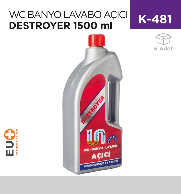 Wc Banyo Lavabo Açıcı Destroyer 1500 Ml