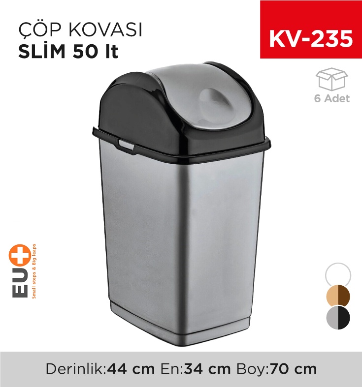 Slim Çöp Kovası 50 Lt(09405) - Koli:6 Adet