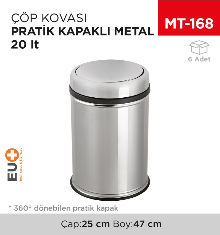 Pratik Kapaklı Çöp Kovası Metal 20 Lt (804)