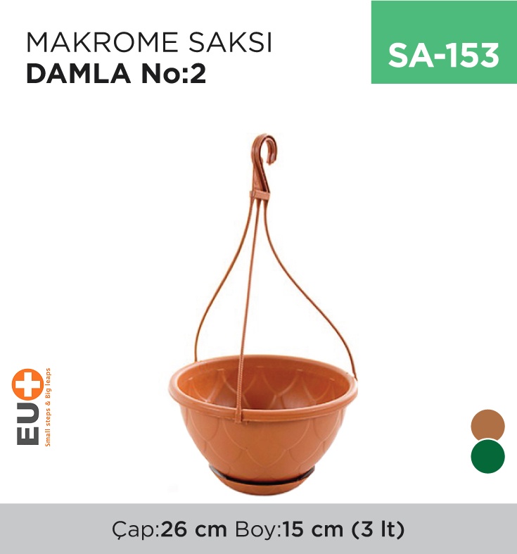 Makrome Saksı Damla No:2 (3 Lt)