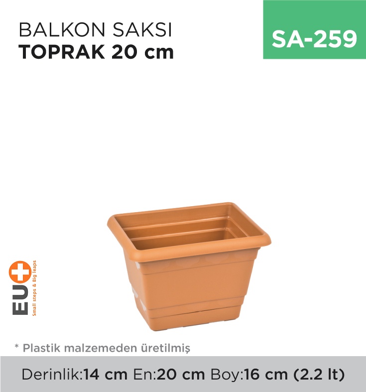 Balkon Saksı Toprak 20 Cm (Tb-500)