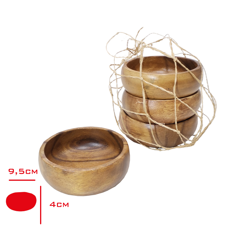 Akasya Çerezlik Ahşap Yuvarlak 4 Lü Wd-6079 - ENDÜSTRİ