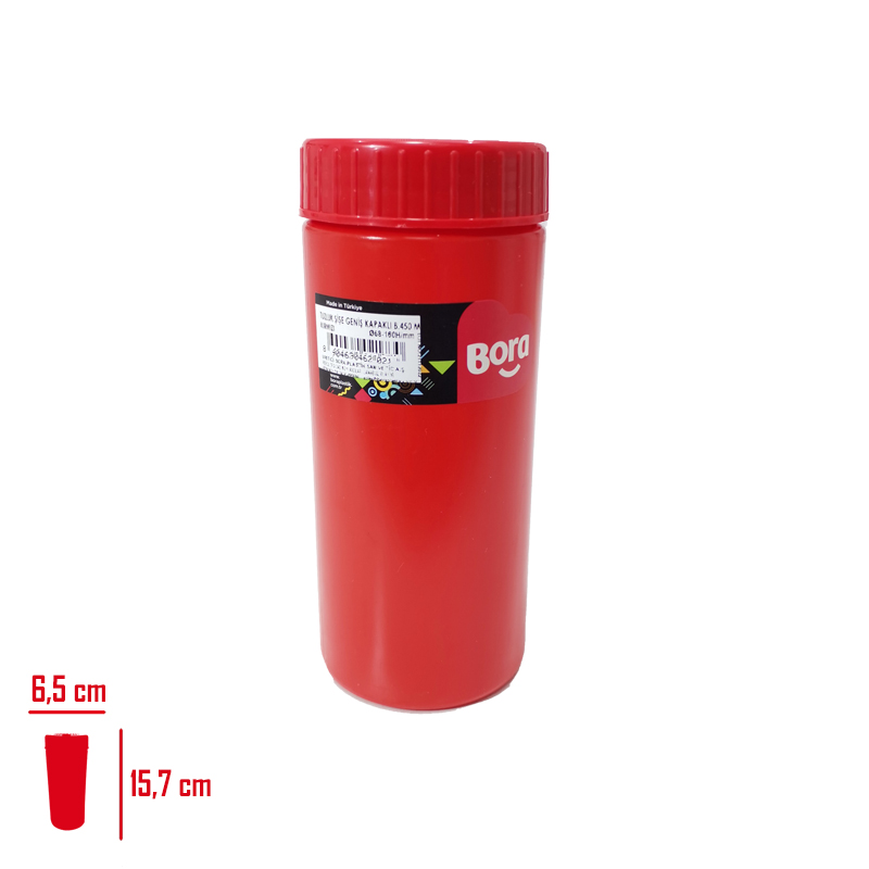 Bora Baharatlık Şişe Geniş Kapaklı 450 Ml Kırmızı Bo-2178
