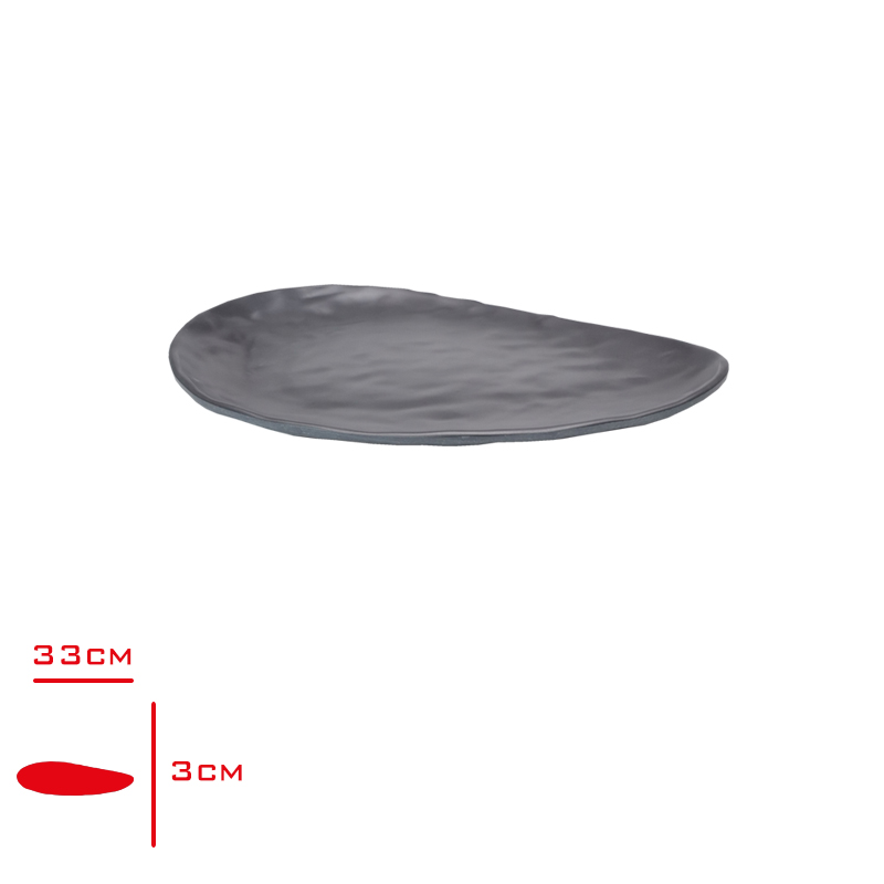 Özgül MELAMİN Porelin Kayık Tabak 36 Cm Damlataş Siyah Tr3210B