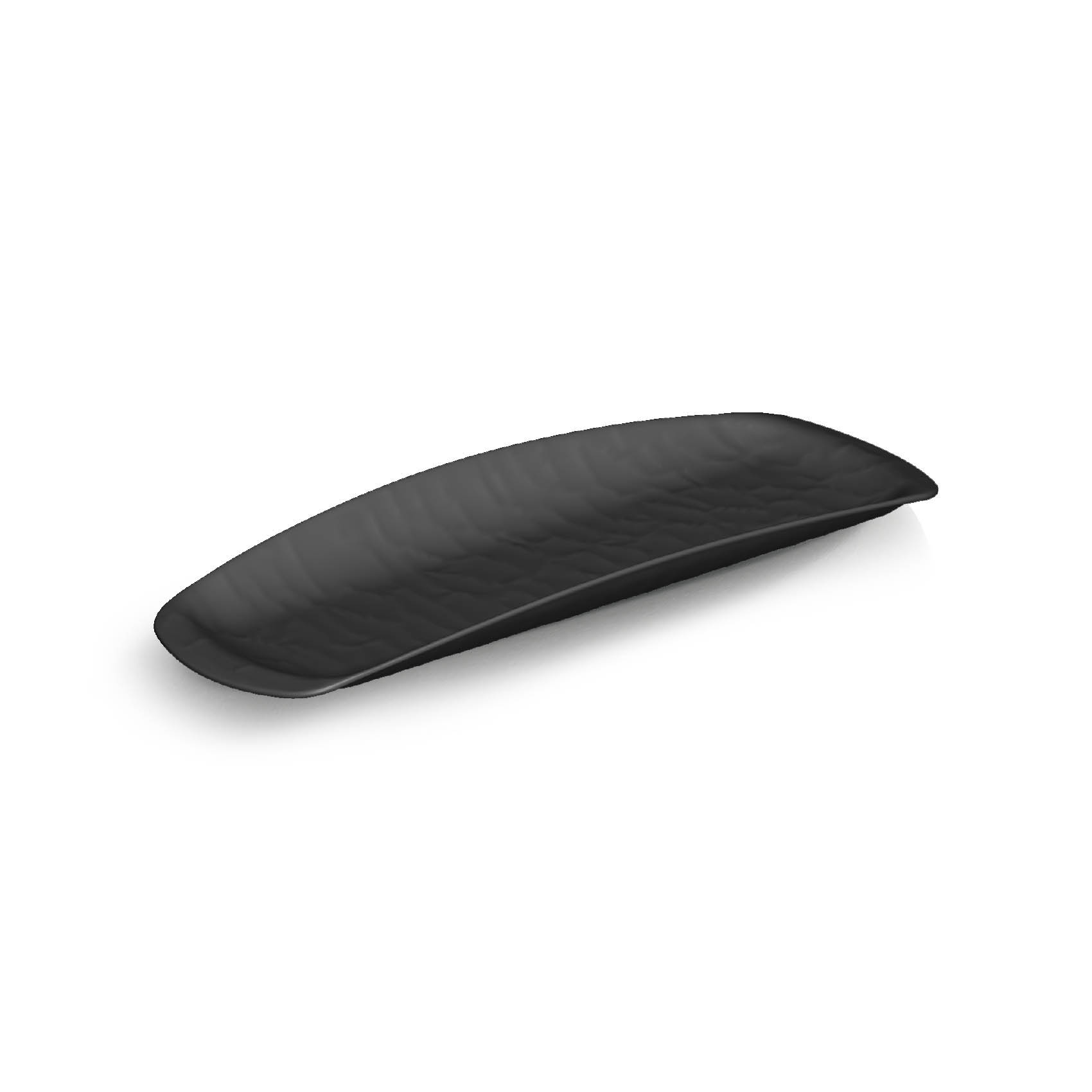 Özgül MELAMİN Porelin Kayık Tabak 8.5*21 Cm Siyah Rolyefli  Tr382