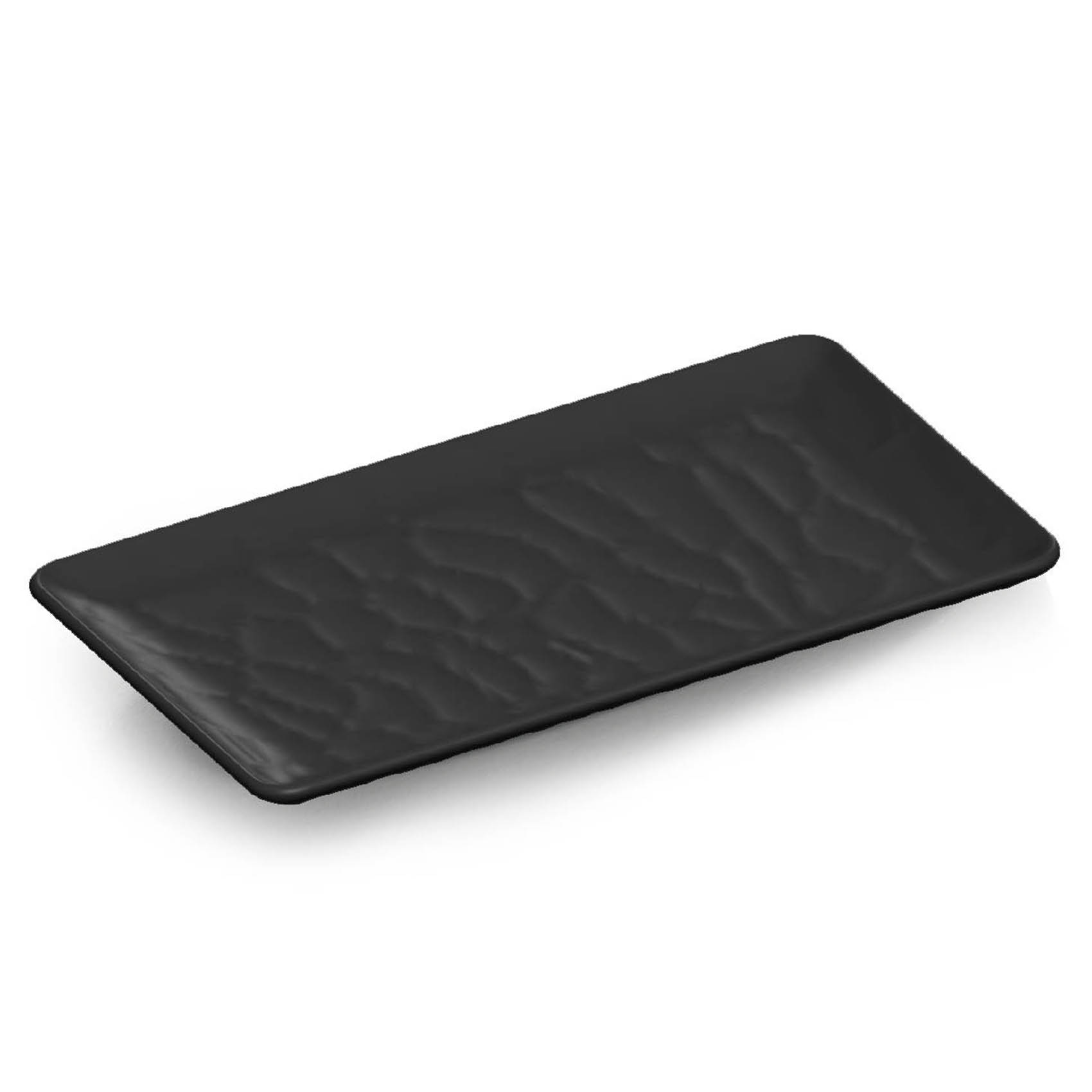 Özgül MELAMİN Porelin Dikdörtgen Servis 40*16 Cm Siyah Rölyefli Tr392