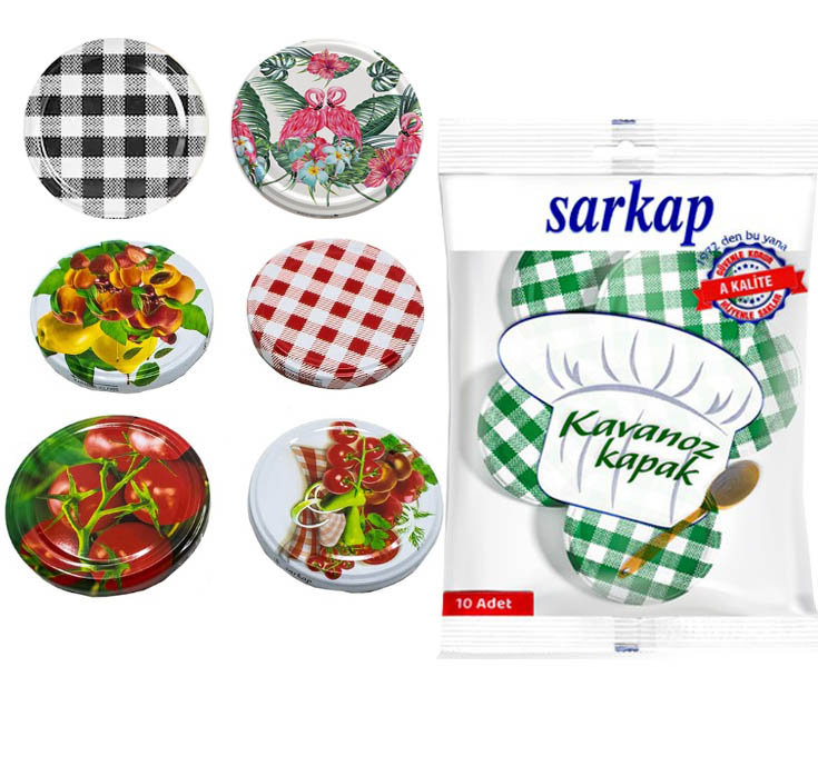 Sarten Kavanoz Kapağı 82 Mm Desenli/Renkli  10 Lu Paket