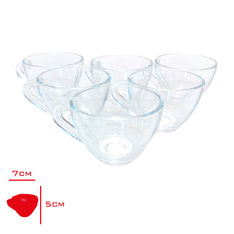 Rayan Cam Nescafe Bardağı Kulplu 90Ml 6 Lı - CAM