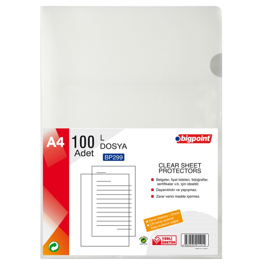 L Dosya Standart 90 Mikron 100'lü Paket - guzeltedarik.com