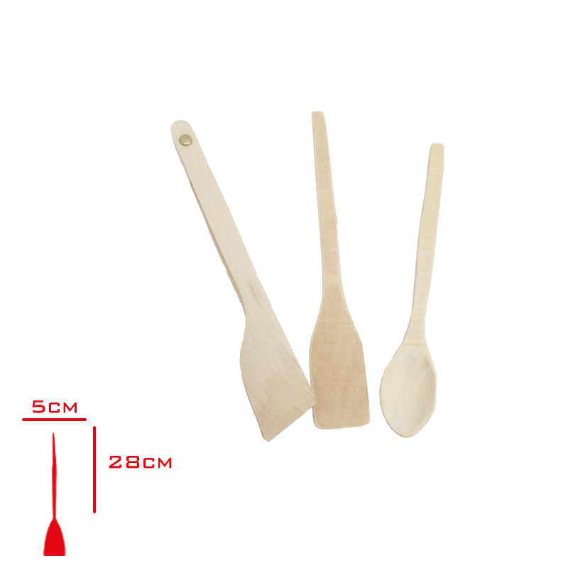 EVIMSAN MASALI SET AHSAP 3 LU MASA-KASIK 27 CM-SPATULA EV-058 - 