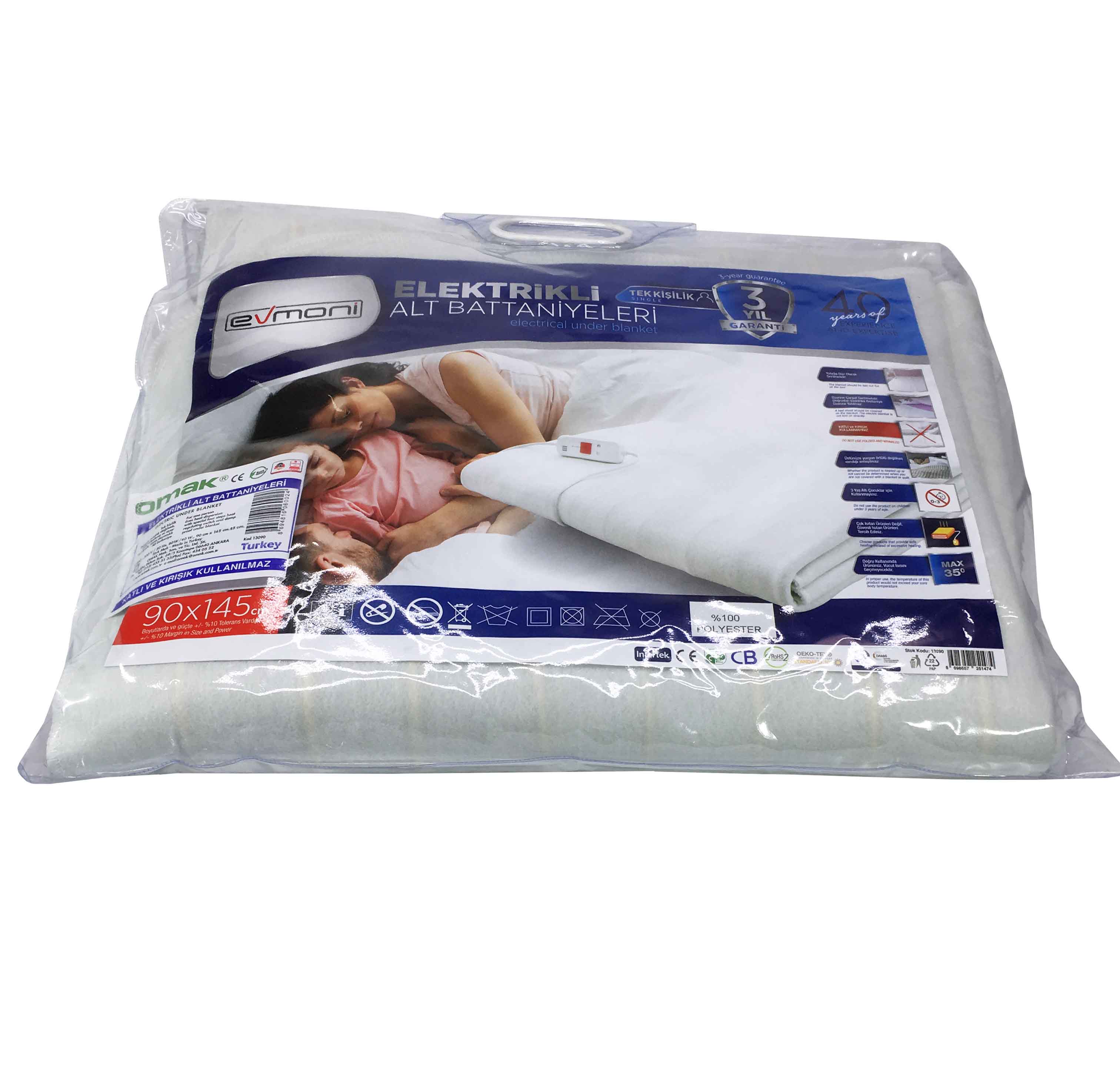 EVMONI OMAK ELEKTRIKLI BATTANIYE TEK KISILIK 90*145 CM 13120/14110 - 