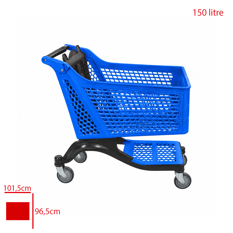 PLASTIK MARKET ARABASI 150 LT MAVI