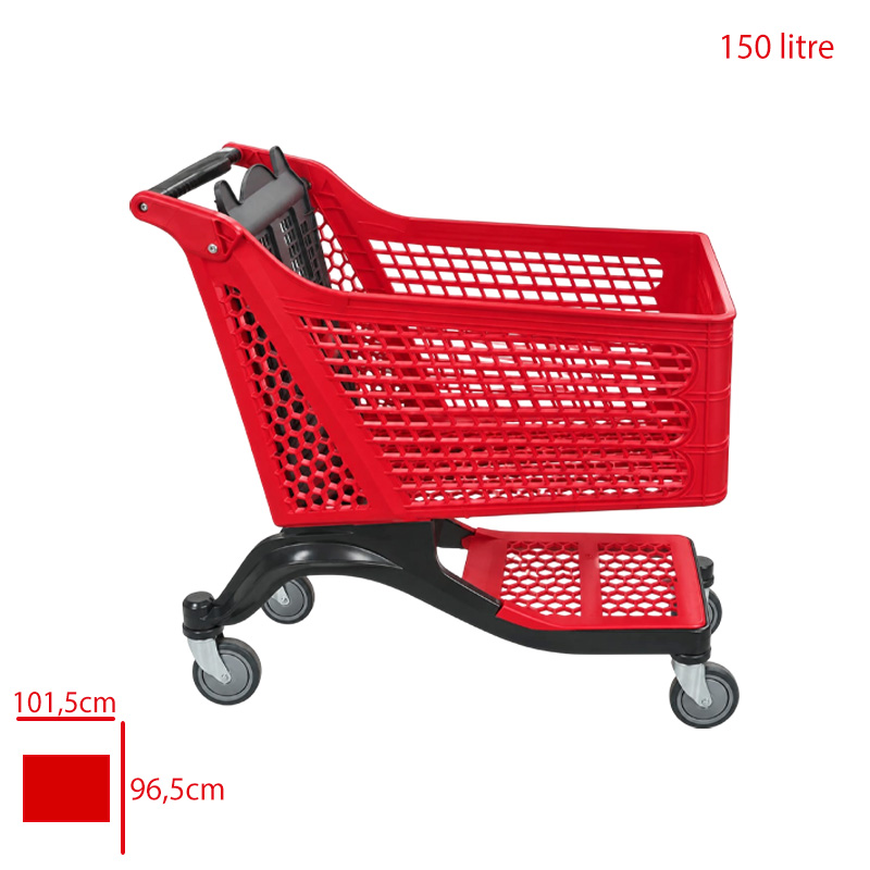 PLASTIK MARKET ARABASI 150 LT KIRMIZI