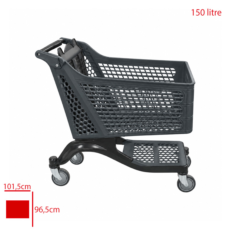 PLASTIK MARKET ARABASI 150 LT ANTRASIT