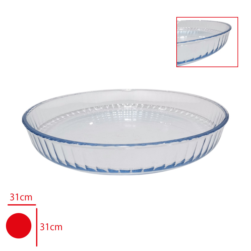 BORART CAM FIRIN TEPSI YUVARLAK OPTIK DESENLI BUYUK 45014