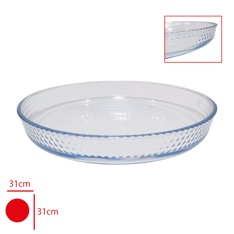 BORART CAM FIRIN TEPSI YUVARLAK PETEK DESENLI BUYUK 45314 - 