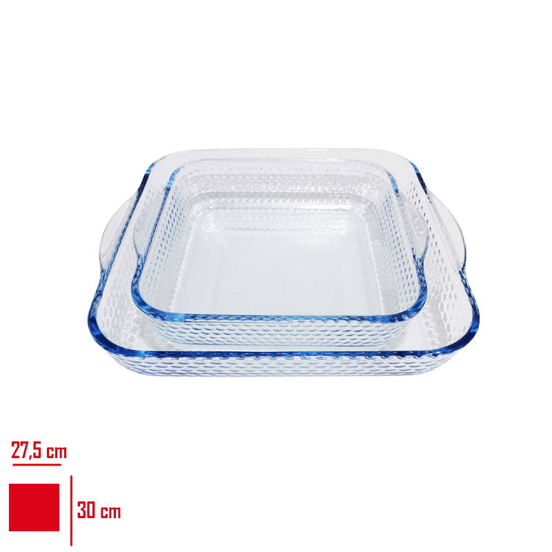 BORART CAM FIRIN TEPSI SETI KARE PETEK DESENLI 2 LI 145428 - 