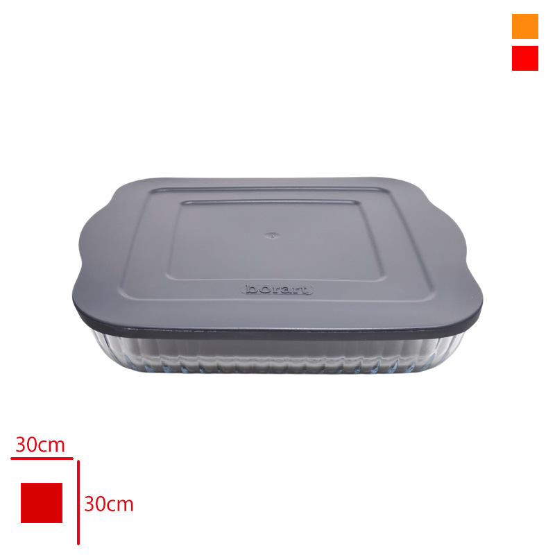 BORART CAM FIRIN TEPSI KARE OPTIK DESENLI BUYUK PLASTIK KAPAK 45394 PF - 