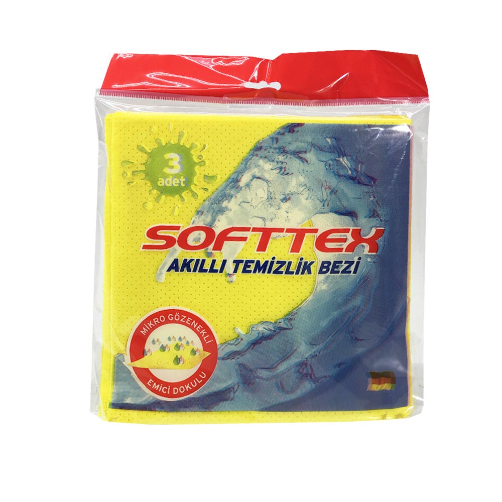 SOFTTEX TEMIZLIK BEZI 3 LU DELIKLI 35*38 CM 0781 - 