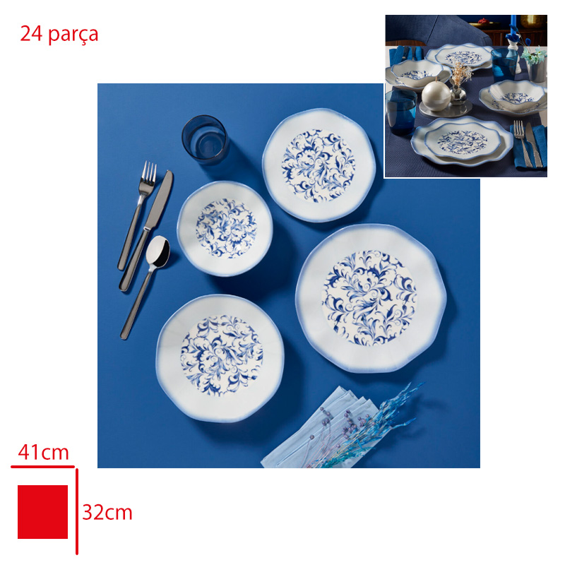 GURAL GBS NESRIN YEMEK TAKIMI 24 PARCA REAKTIF KAPALI KUTU GBSNES24KY4R3214 - 