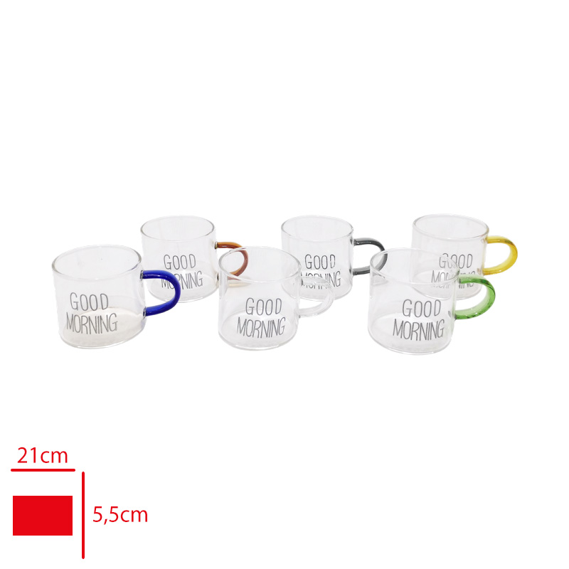LEVA CAM ESPRESSO BARDAK BOROSILIKAT YAZILI 6'LI 100 ML LV-51036 - 