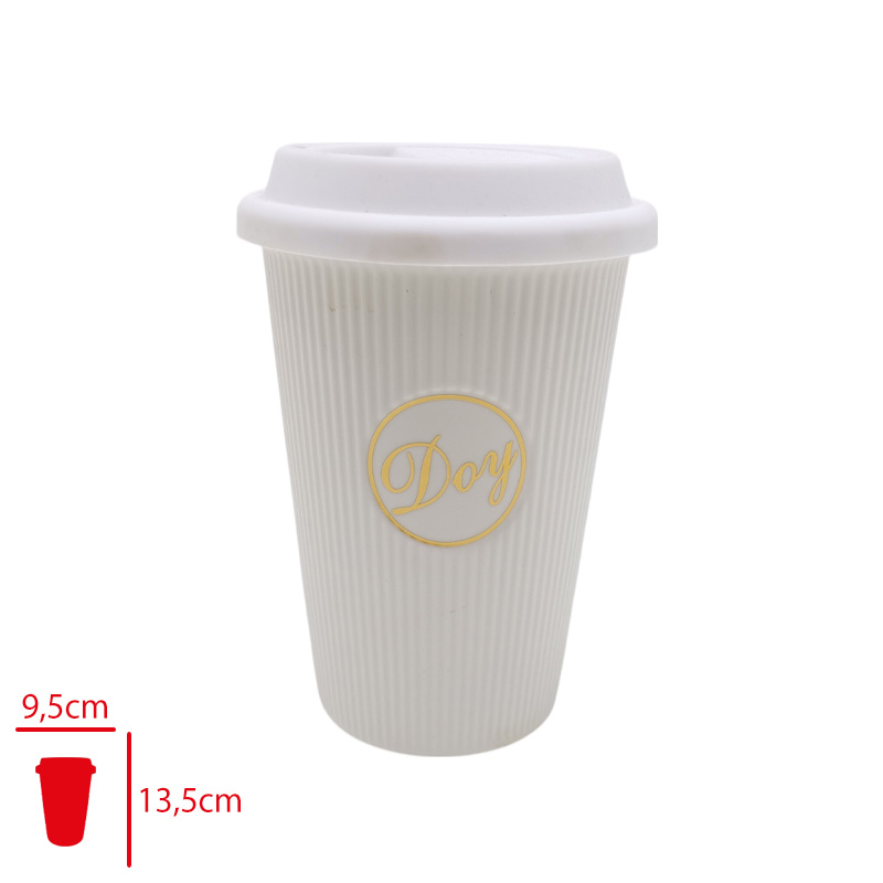 LEVA PORSELEN KUPA BARDAK SILIKON KAPAK 400 ML LV-41026