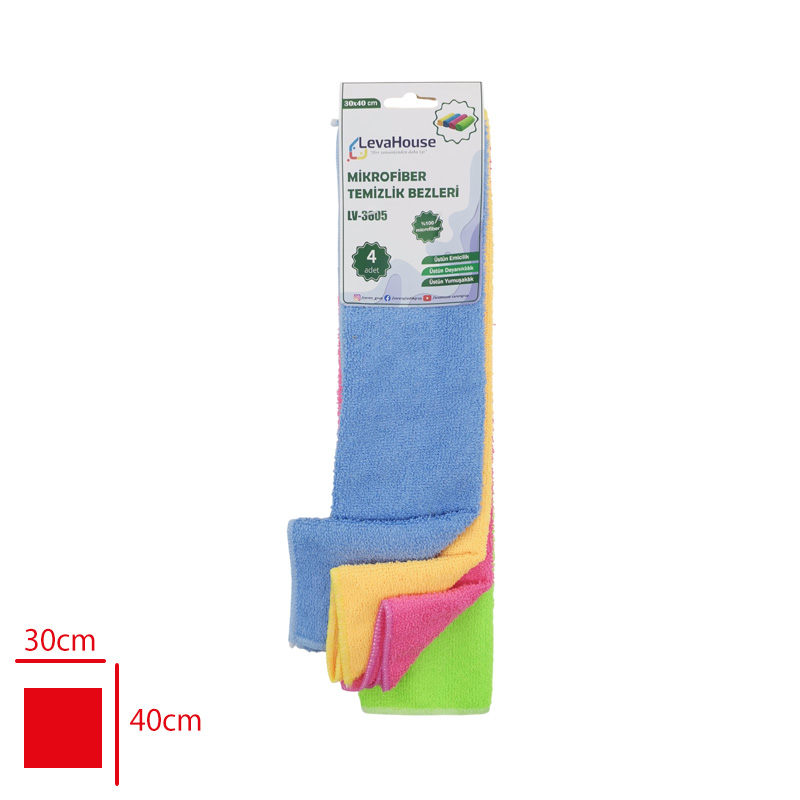 LEVA MIKROFIBER BEZ 4 LU OVERLOKLU KARTELALI 30*40 LV-3605 / TM-600 - 
