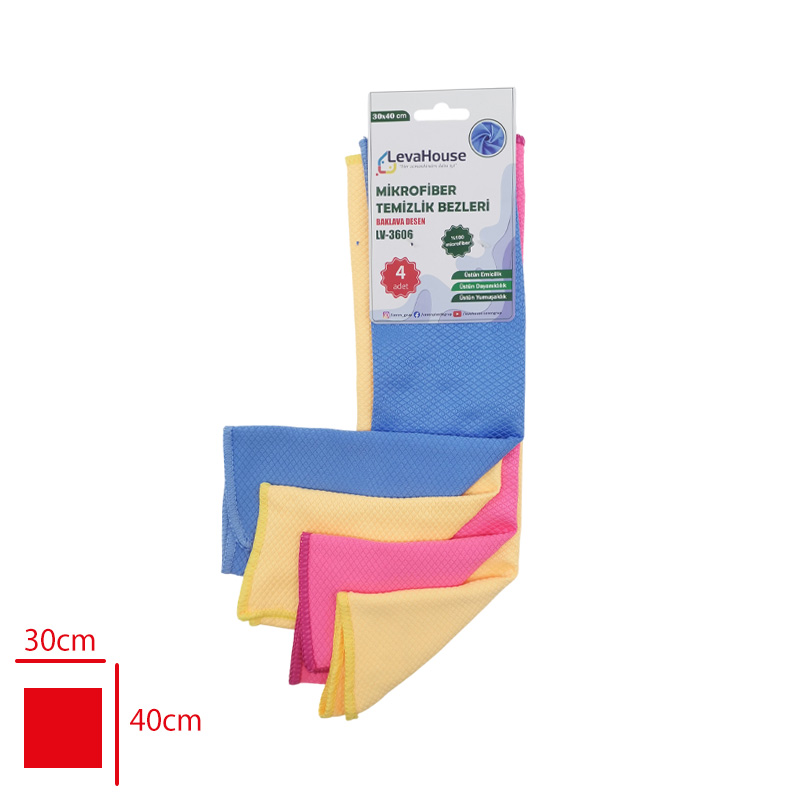 LEVA MIKROFIBER BEZ 4 LU BAKLAVA DESEN KARTELALI 30*40 LV-3606 / TM-612 - 