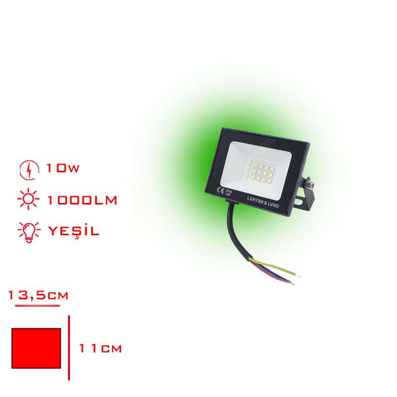 LEVA PROJEKTOR LED SLIM 10W YESIL ISIK LV-3144 / G