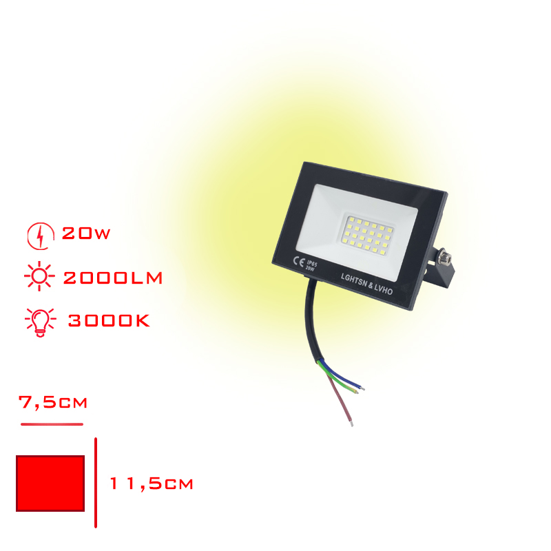 LEVA PROJEKTOR LED SLIM 20W SARI ISIK LV-3145 / 3