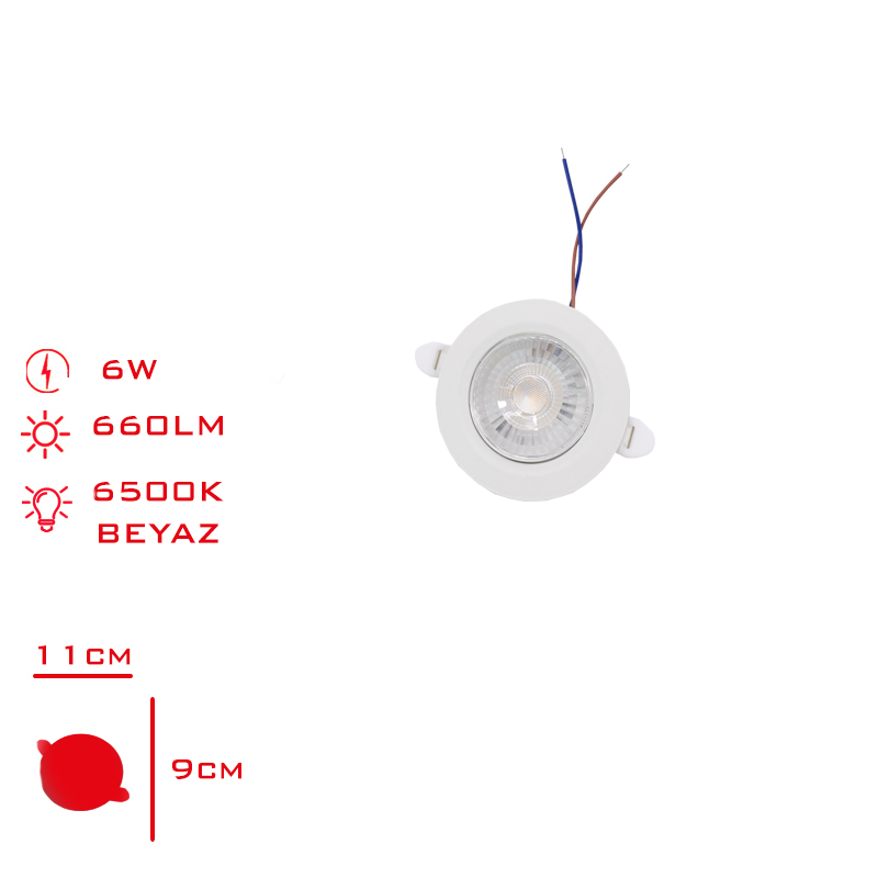 LEVA SIVA ALTI DOWNLIGHT SPOT BEYAZ ISIK BEYAZ CERCEVE 2 LI 6W LV-3073 / 6W