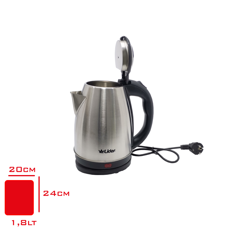 LIDER CELIK SU ISITICI KETTLE 1,8 LT INOX 1800 W LK-90 - 