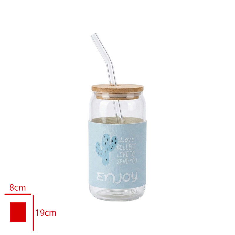CAM PIPETLI BARDAK BAMBU KAPAK KAKTUS TEMALI KYR-5666 - 