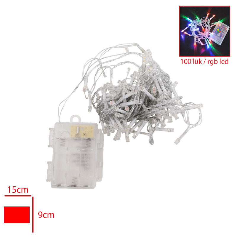 YILBASI ISIGI 100 LU RGB LED PILLI - 