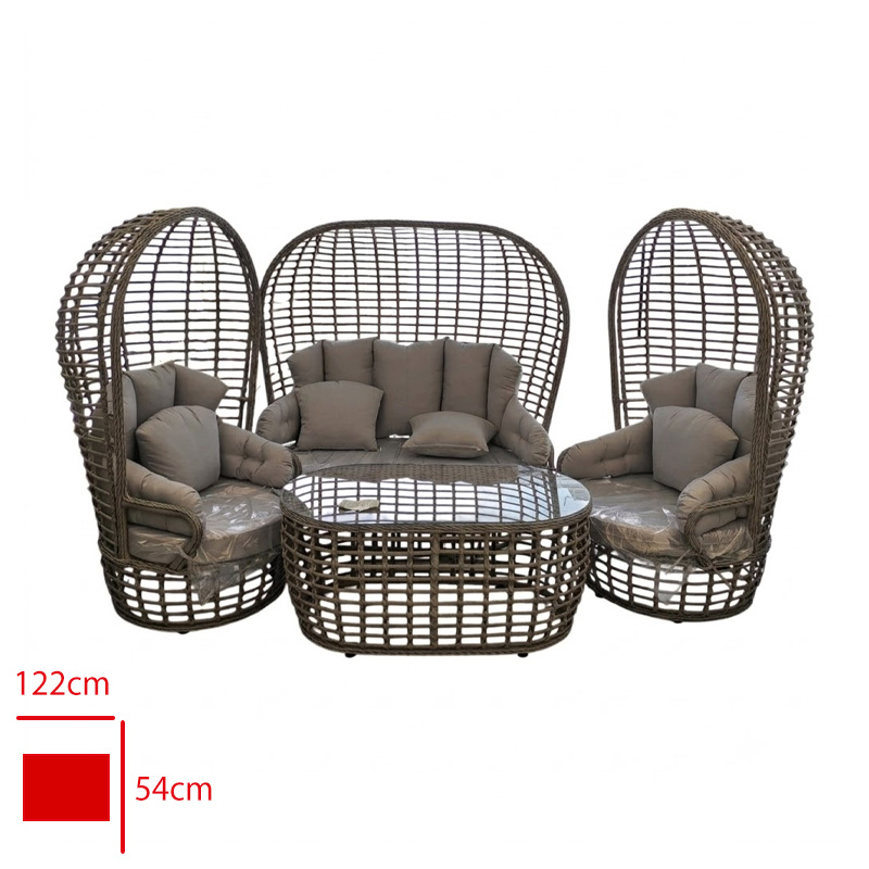 FORMET NEST TAKIM 2 TEKLI+ 1 IKILI + SEHPA RATTAN FUME/MINDER GRI - 