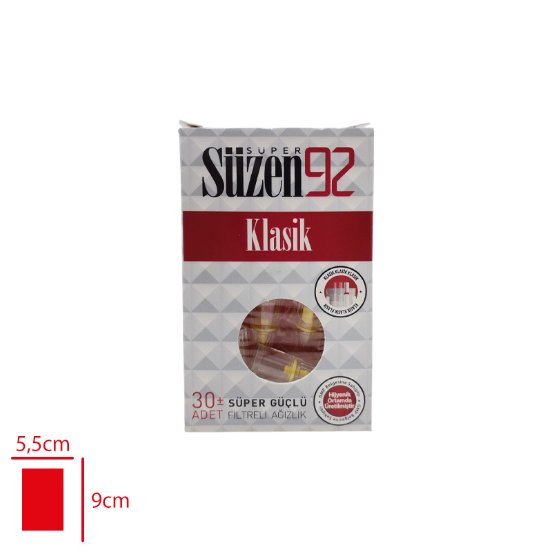 SUZEN SIGARA AGIZLIGI 30 LU - 1. Minimum sipariş tutarı 5.000TL'dir (KDV hariç).
2. Fiyatlarımız İzmir teslim fiyatlarıdır; kargo ücreti Kargo ve Teslimat Politikası'na göre hesaplanır (₺100.000 ve üzeri siparişlerde ücretsiz).
3. Spot ve sipariş üzerine tedarik edilen ürünlerde stok durumu ve teslim süresi sipariş onayında bildirilir.
4. Kusurlu, hasarlı veya yanlış gönderilen ürünler, teslimden itibaren 14 gün içinde bildirilmesi hâlinde iade alınır.
5. Şahıs şirketlerine ve tüzel kişilere faturalı satış yapılmaktadır; bireysel tüketicilere satış yapılmamaktadır.