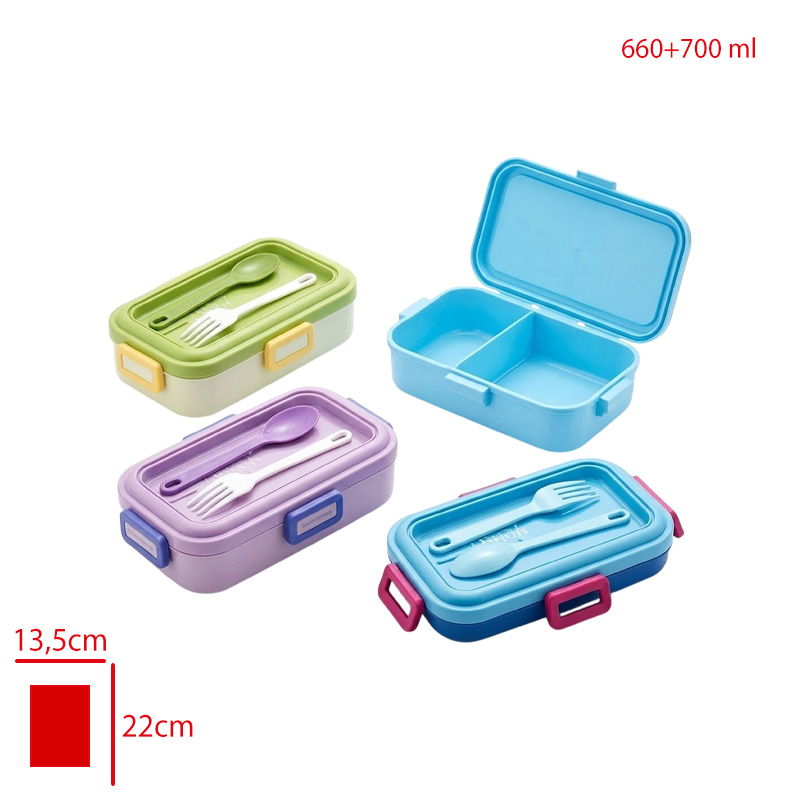 LEVA LUNCH BOX PLASTIK 2 BOLMELI 300+420 ML LV-10003 - 