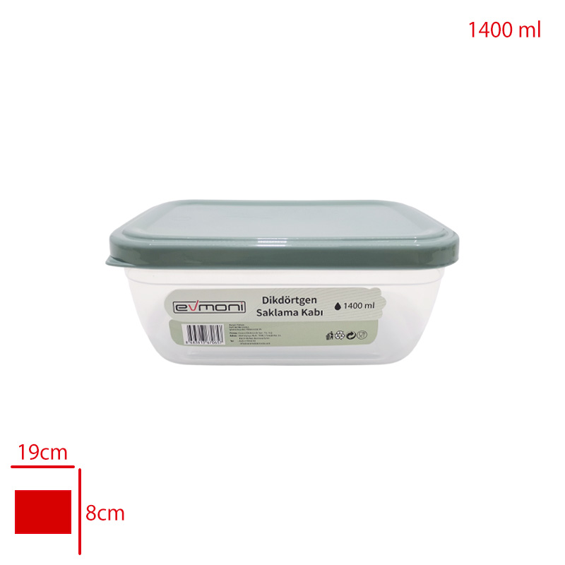 EVMONI SAKLAMA KABI DIKDORTGEN 1400 ML - 
