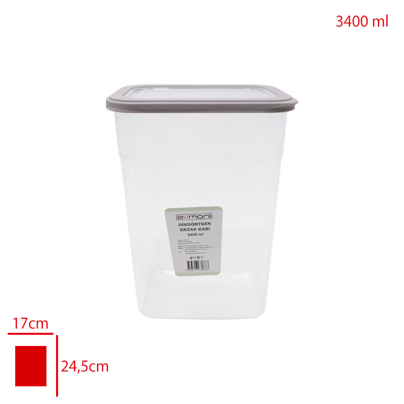 EVMONI ERZAK KABI DIKDORTGEN 3400 ML - 