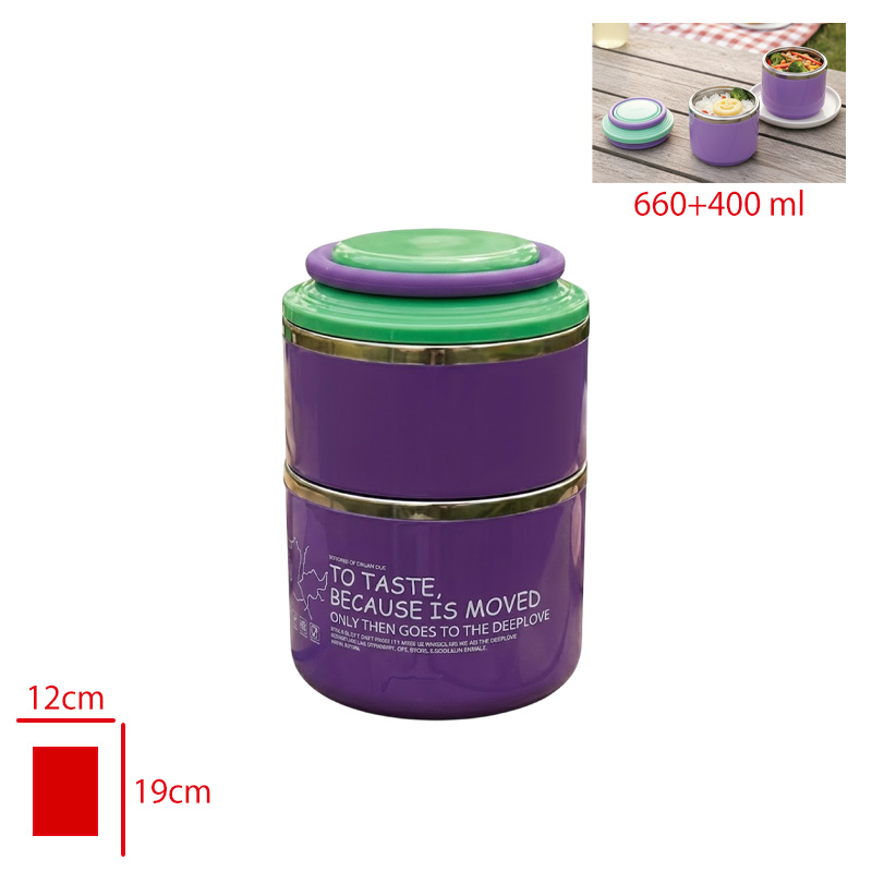 LEVA LUNCH BOX PASLANMAZ CELIK 2 KATLI 660+400 ML LV-30006 - 