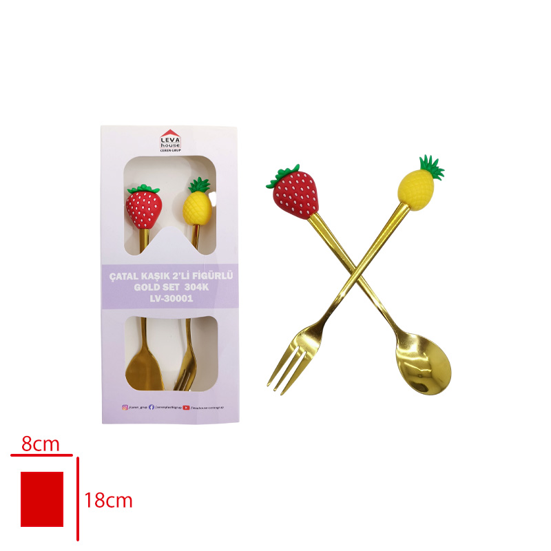 LEVA CATAL KASIK 2 LI FIGURLU GOLD SET  304K LV-30001 - 