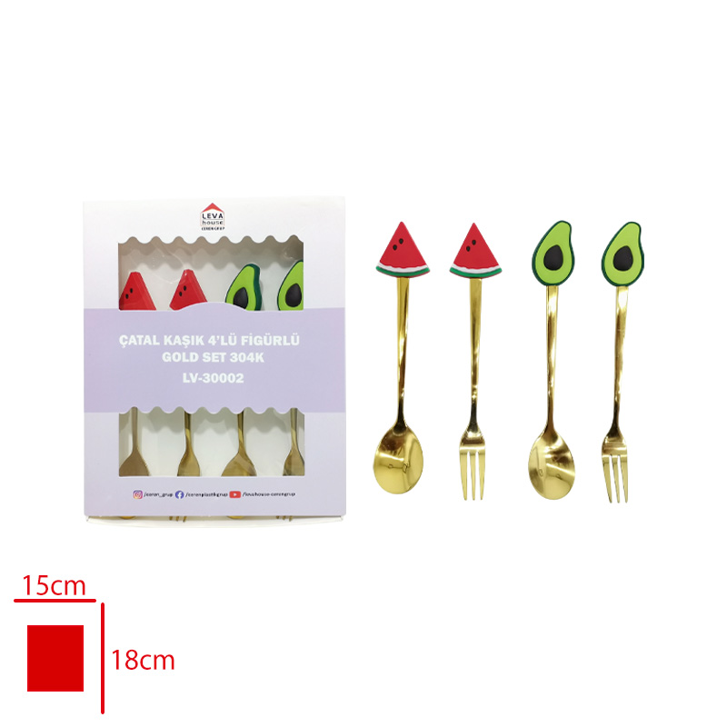 LEVA CATAL KASIK 4 LU FIGURLU GOLD SET 304K LV-30002 - 