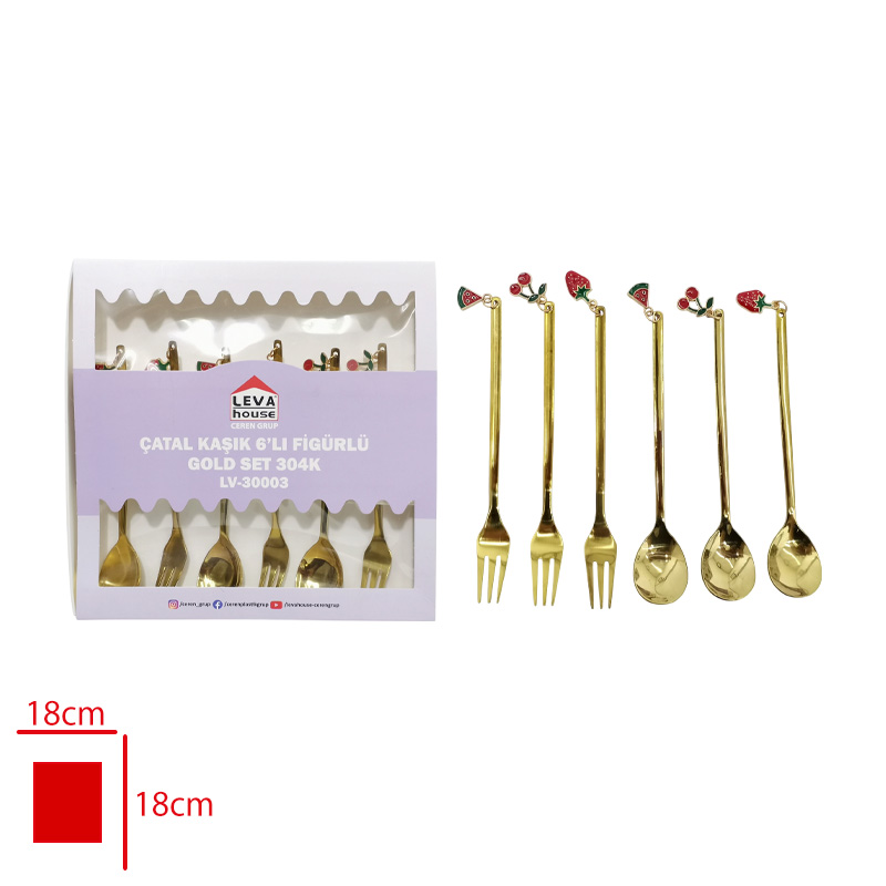 LEVA CATAL KASIK 6 LI FIGURLU GOLD SET 304K LV-30003 - 