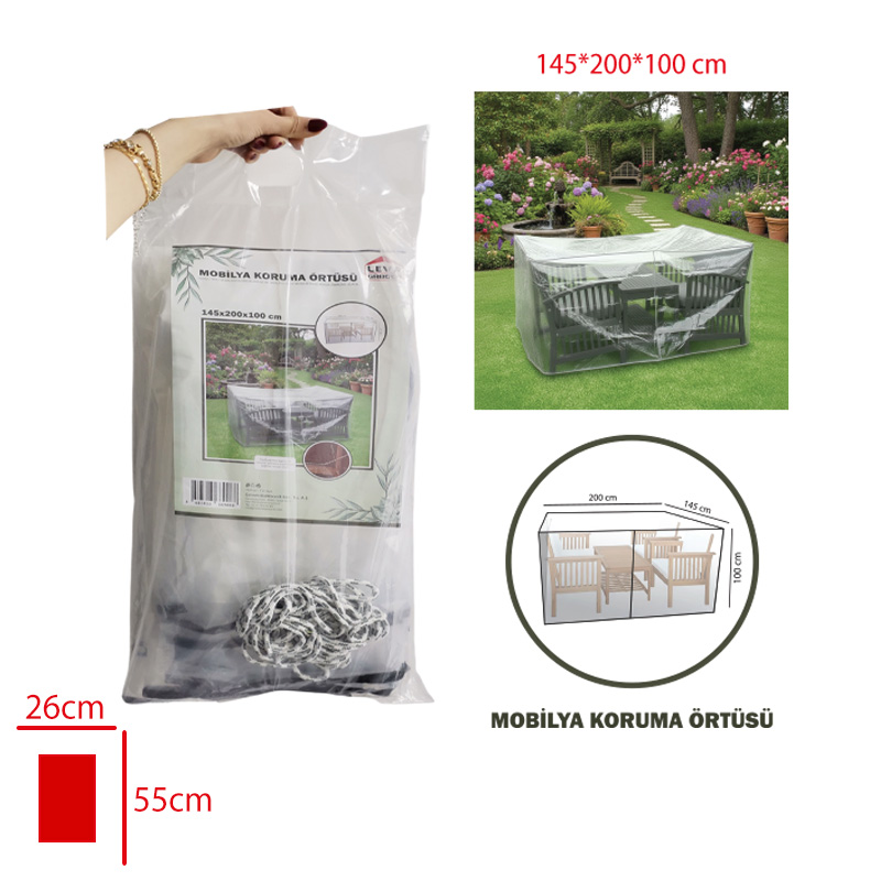 MOBILYA KORUMA ORTUSU 4 KISILIK 145*200*100 CM - 1. Minimum sipariş tutarı 5.000TL'dir (KDV hariç).
2. Fiyatlarımız İzmir teslim fiyatlarıdır; kargo ücreti Kargo ve Teslimat Politikası'na göre hesaplanır (₺100.000 ve üzeri siparişlerde ücretsiz).
3. Spot ve sipariş üzerine tedarik edilen ürünlerde stok durumu ve teslim süresi sipariş onayında bildirilir.
4. Kusurlu, hasarlı veya yanlış gönderilen ürünler, teslimden itibaren 14 gün içinde bildirilmesi hâlinde iade alınır.
5. Şahıs şirketlerine ve tüzel kişilere faturalı satış yapılmaktadır; bireysel tüketicilere satış yapılmamaktadır.