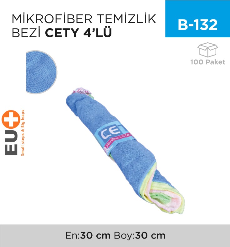 MİKROFİBER TEMİZLİK BEZİ CETY 4 LÜ (LINEX)
