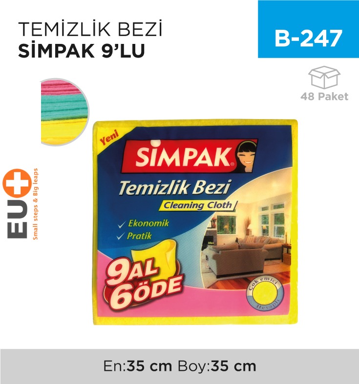 TEMİZLİK BEZİ SİMPAK 9LU (2589)